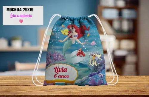 Mochilinha para Lembrancinhas da Sereia Ariel