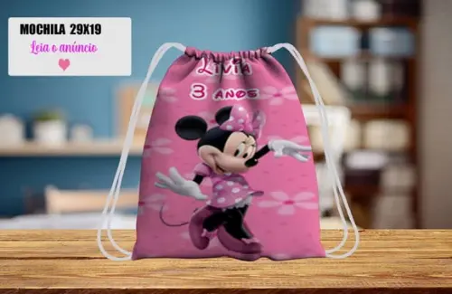Mochilinha Personalizada da Minnie Rosa