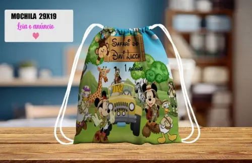 Mochilinha Personalizada do Mickey Safari