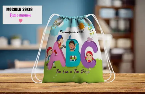 Mochilinha Personalizada Formatura Abc