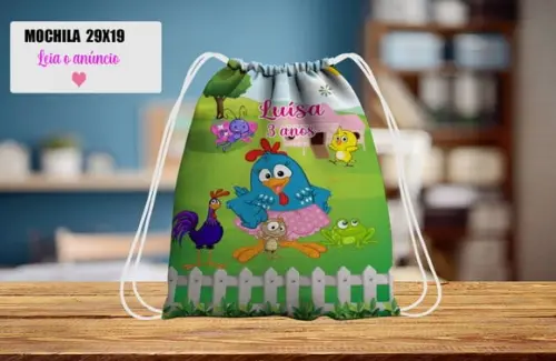 Mochilinha Personalizada Galinha Pintadinha