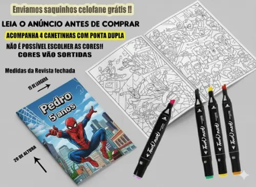 Revista de Colorir + Canetinha Dupla Ponta Homem Aranha