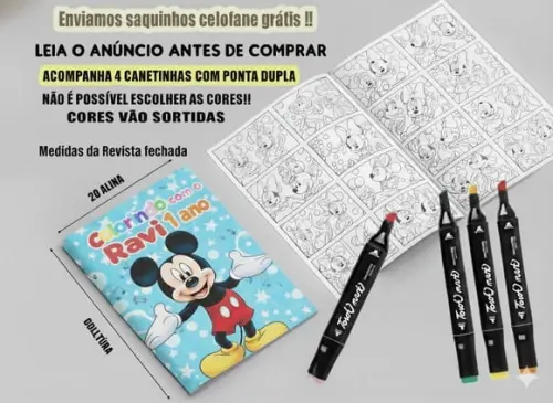 Revista de Colorir + Canetinha Dupla Ponta Mickey