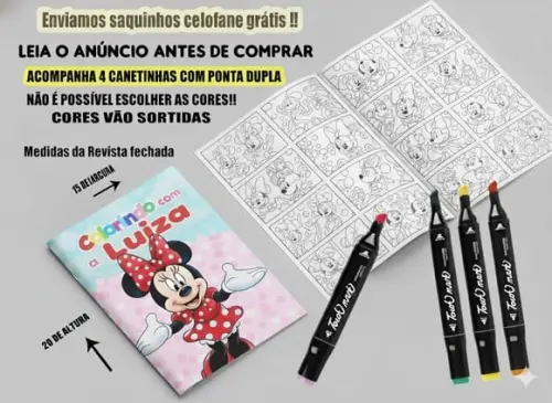 Revista de Colorir + Canetinha Dupla Ponta Minnie