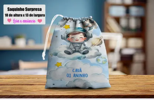 Saquinho Cordão Surpresa Lembrancinhas Astronauta
