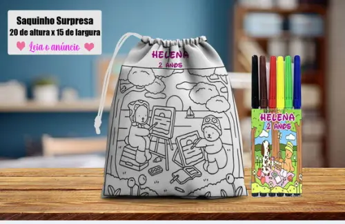 Saquinho de Colorir + Canetinhas Bobbie Goods