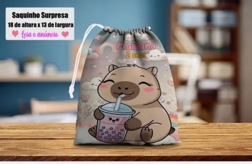 Saquinho de Lembrancinhas Surpresa para Festa da Capivara