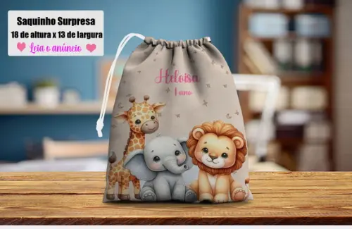 Saquinho para Festa Safari Baby Lembrancinhas Surpresa