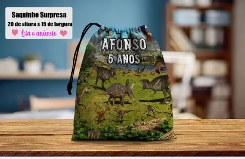 Saquinho para Festa dos Dinossauros Saquinho Surpresa