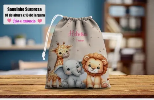 Saquinho para Festa Safari Baby Lembrancinhas Surpresa