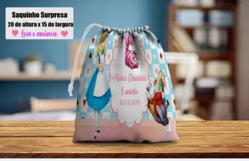 Saquinho para Festa Surpresa da Alice no Pais das Maravilhas
