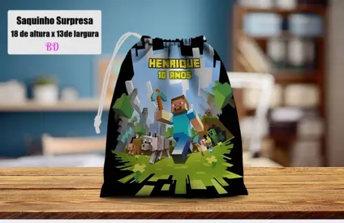 Saquinho para Lebrancinhas Surpresa Minecraft