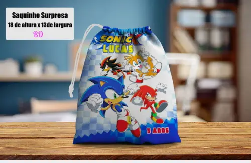 Saquinho para Lembrancinhas Sonic Sega