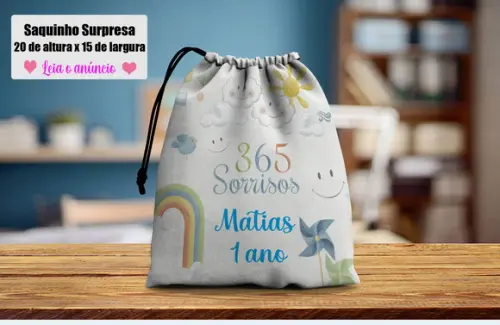 Saquinho para Lembrancinhas Surpresa 365 Sorrisos