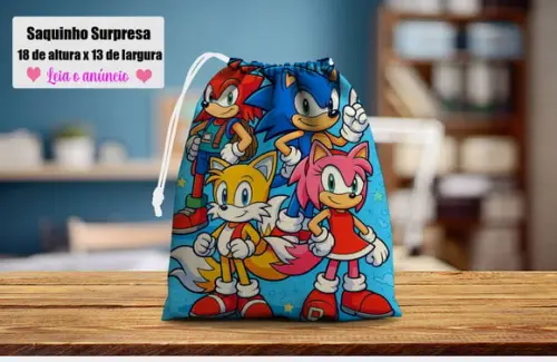 Saquinho para Festa Surpresa Sonic