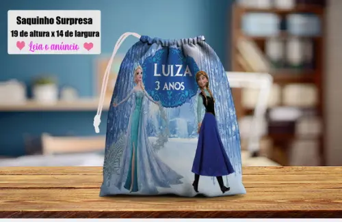 Saquinho para Lembrancinhas Surpresa da Ana e Elsa da Frozen