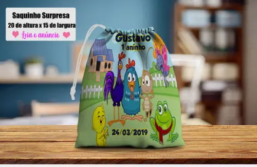 Saquinho para Lembrancinhas Surpresa da Galinha Pintadinha