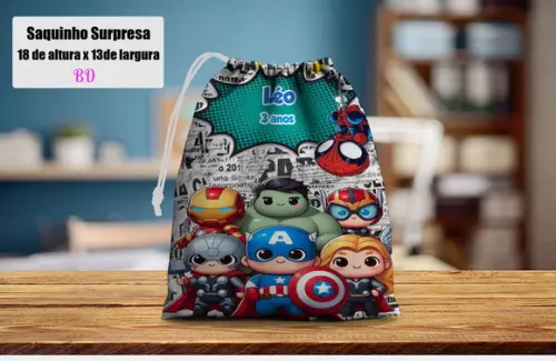 Saquinho para Lembrancinhas Surpresa do Vingadores Babycute