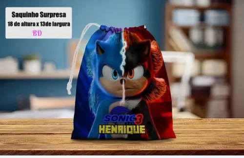 Saquinho para Lembrancinhas Surpresa do Sonic