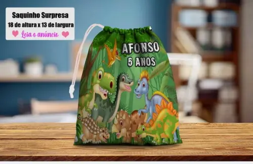 Saquinho Supresa Personalizado Dinossauros