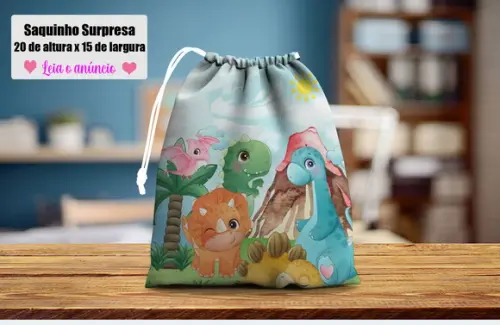 Saquinho Surpresa 20x15 Dinossauros Baby