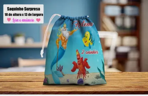 Saquinho Surpresa Linguado e Sebastian da Sereia Ariel