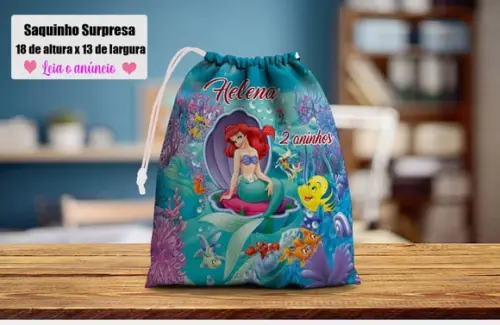 Saquinho Surpresa Linguado e Sebastian da Sereia Ariel