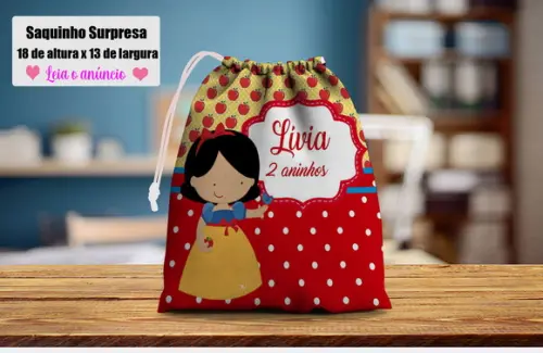 Saquinho Surpresa para Lembrancinhas da Branca de Neve