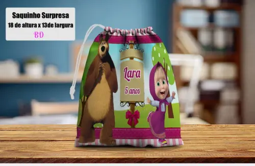Saquinho Surpresa para Lembrancinhas da Marsha e o Urso