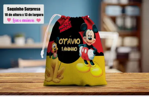 Saquinho Surpresa para Lembrancinhas do Mickey