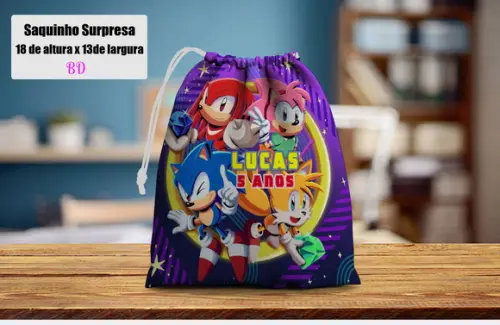 Saquinho Surpresa para Lembrancinhas do Sonic