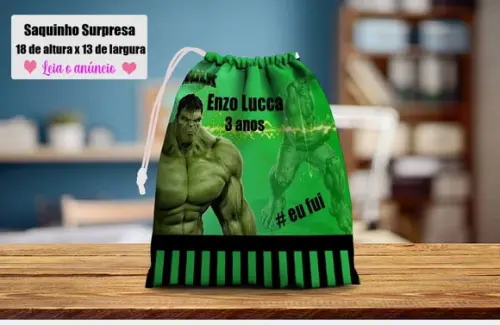 Saquinho Surpresa para Lembrancinhas do Incrível Hulk