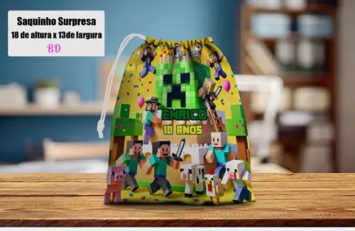 Saquinho Surpresa para Lembrancinhas do Minecraft