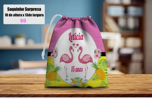 Saquinho Surpresa para Lembrancinhas Flamingos