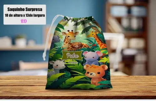 Saquinho Surpresa para Lembrancinhas Safari Baby