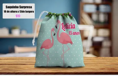 Saquinho Surpresa para Lembrancinhas Flamingos