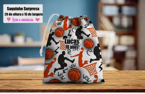 Saquinho Surpresa Personalizado Basquetebol