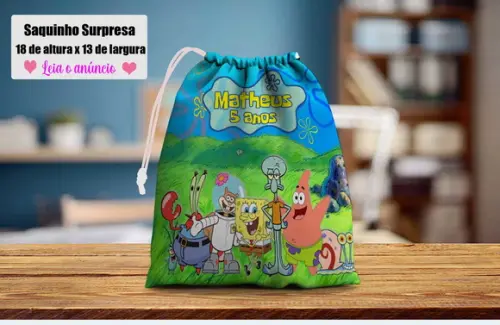 Saquinho Surpresa Personalizado Bob Esponja