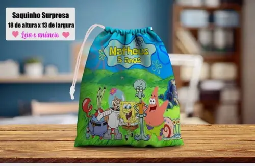 Saquinho Surpresa Personalizado Bob Esponja