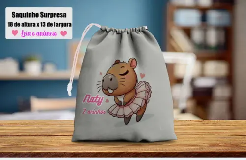 Saquinho Surpresa Personalizado Capivara Menina
