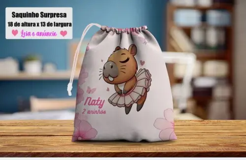 Saquinho Surpresa Personalizado Capivara Bailarina