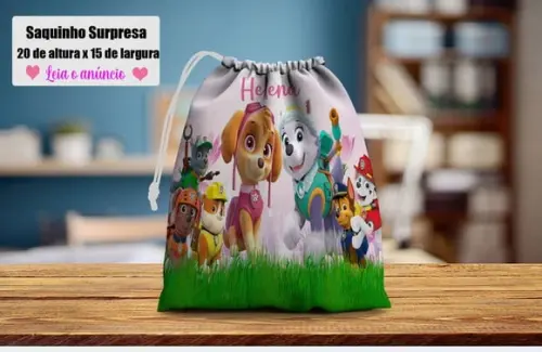 Saquinho Surpresa Personalizado da Skye Patrulha Canina
