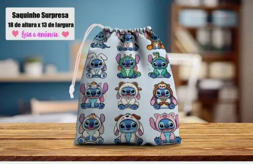 Saquinho Surpresa Personalizado Festa Stitch