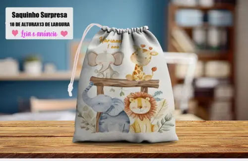 Saquinho Surpresa Personalizado Safari Baby