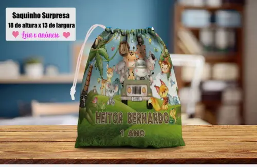 Saquinho Surpresa Personalizado Safari Baby