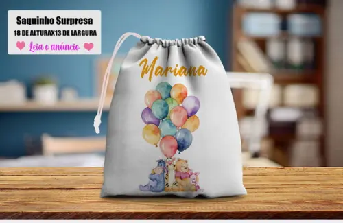 Saquinho Surpresa Personalizado Ursinho Puf