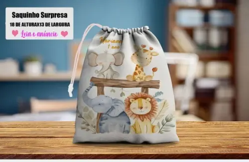 Saquinho Surpresa Personalizado Safari Baby