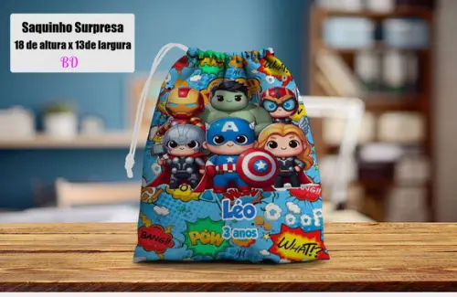 Saquinho Surpresa Personalizado Vingadores Baby