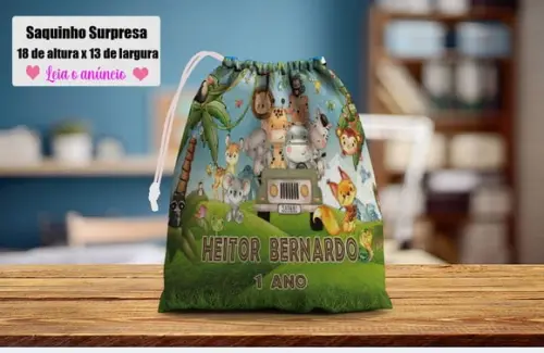 Saquinho Surpresa Personalizado Safari Baby