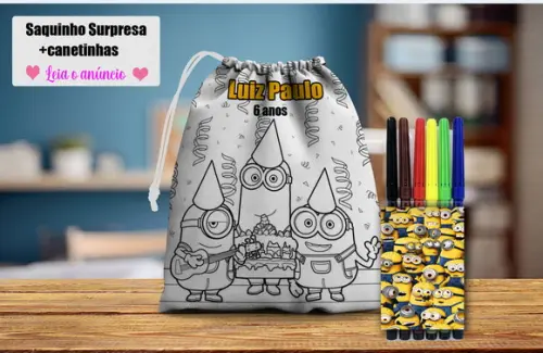 Saquinho Surpresa Pinte e Lave+canetinhas Minions